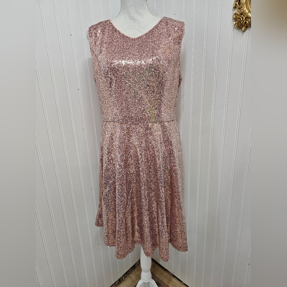 Dressever Sequin Sleeveless Pink Dress L - Picture 1 of 4